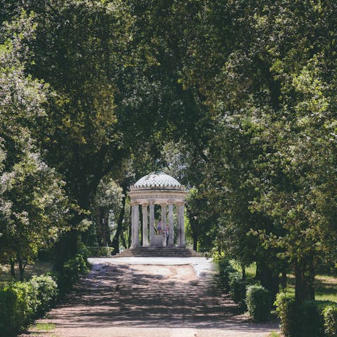 Take a stroll in the gardens of beautiful Villa Borghese – it's a six-minute walk away