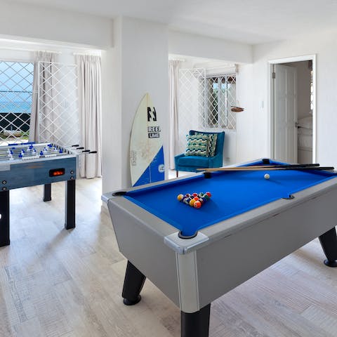 Spend fun evenings playing pool and table football in the games room