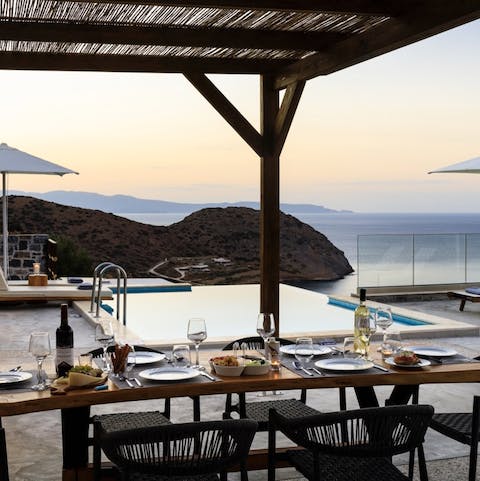 Sample the delights of Greek cuisine whilst dining on the terrace