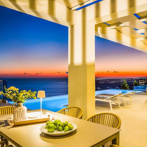 Savour stunning sunsets from the private terrace