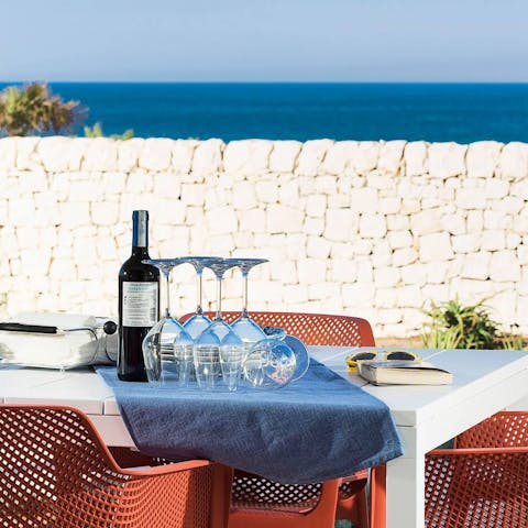 Serve up a delicious alfresco lunch outside on the sunny terrace