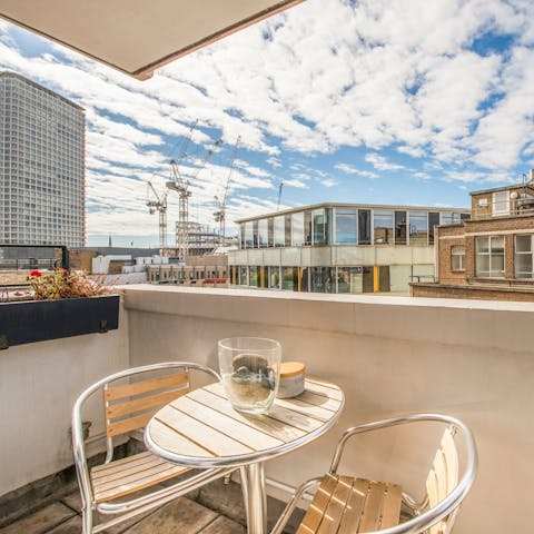 Start mornings with a cup of coffee on the private balcony