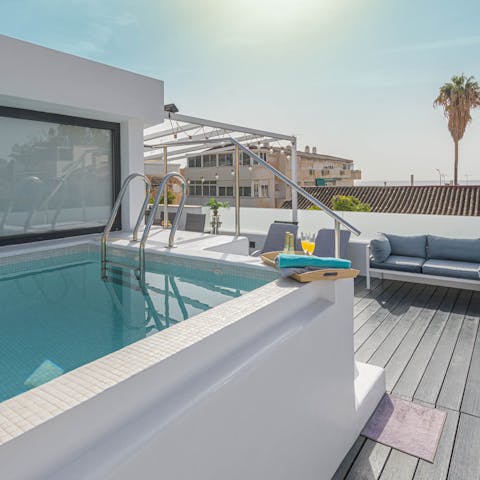 Feel the height of relaxation from the rooftop plunge pool