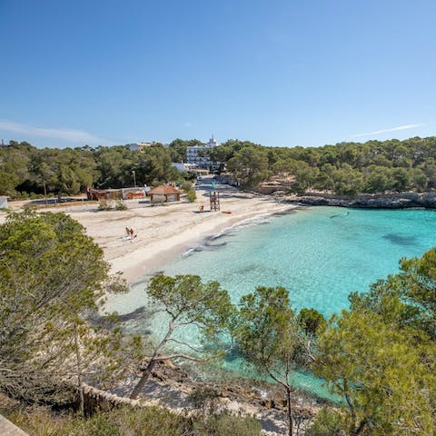 Head down to the stunning beach of Cala Mondragó, just a short walk from the home