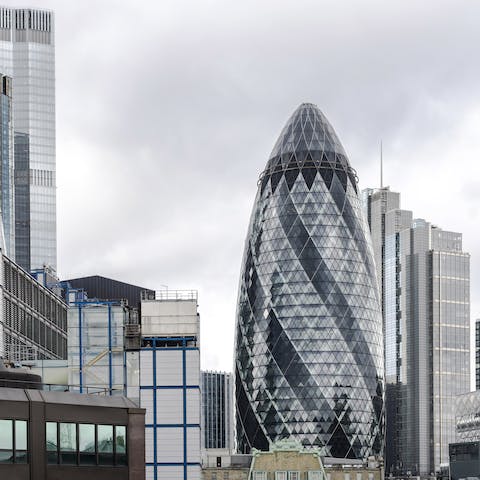 Enjoy views of the Gherkin skyscraper from your windows