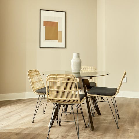 Share a meal or work remotely at the dining table