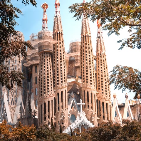 Visit the monumental La Sagrada Familia, within a thirty–minute drive away
