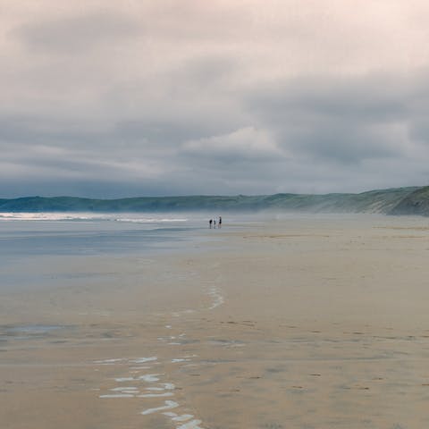 Stroll along Perranporth Beach, just a couple of minutes from your home
