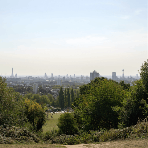 Climb to the top of Parliament Hill in Hampstead Heath and admire the skyline – it's a ten-minute walk away
