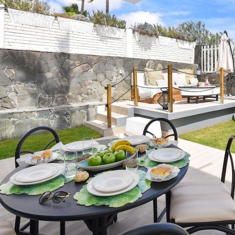 Start your day with a delicious breakfast in your private garden