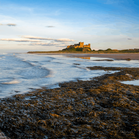 Soak up the magnificent setting of Banburgh Castle, just a seven-minute drive away