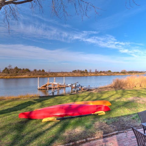Grab a kayak and head out onto the water from the private dock