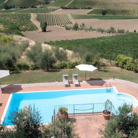 Admire views of the Tuscan countryside from the poolside