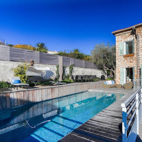 Swim laps of your pristine private pool