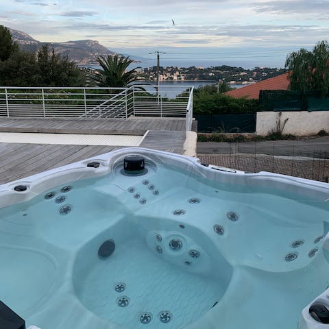 Enjoy a long soak in your hot tub with superb views