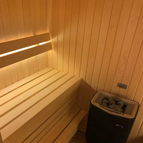 Relax after a long day in the home's sauna