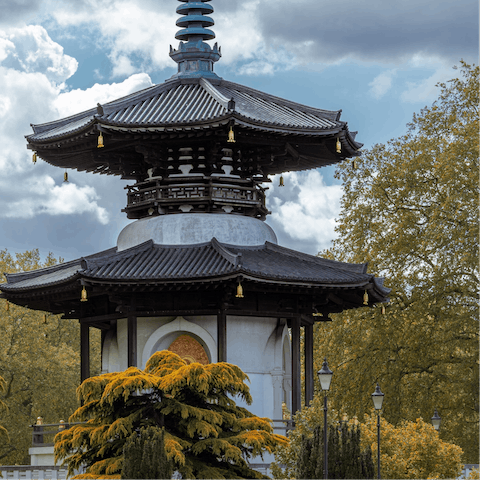 Wander the tranquil setting of Battersea park, just a three minute walk away 