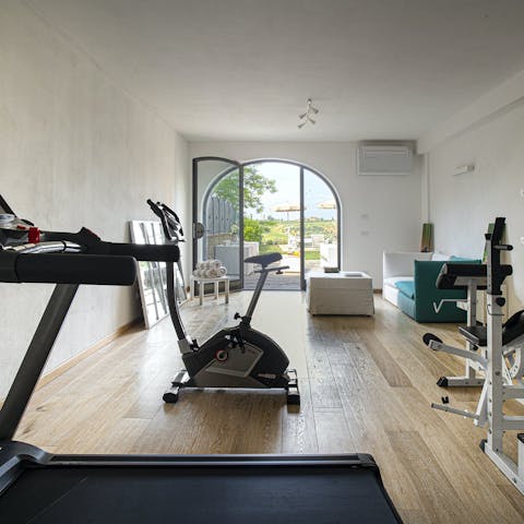 Get your heart rate up with a workout in the fitness room