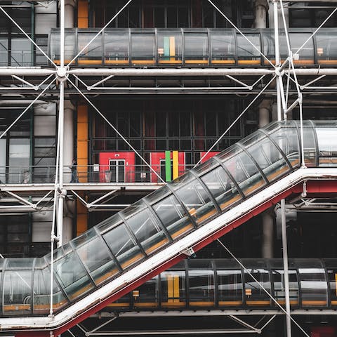 Visit the Marais' Centre Pompidou, a thirteen-minute walk away