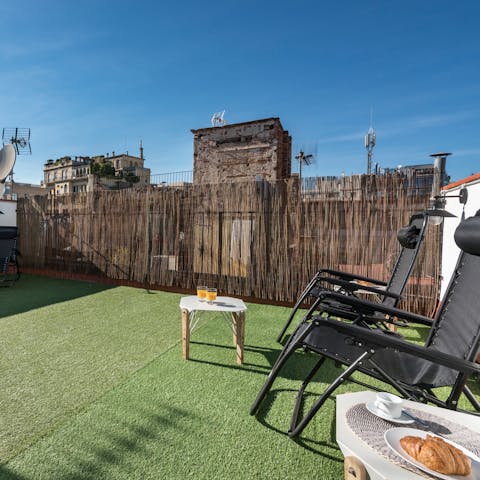 Soak up the sunshine on the roof terrace