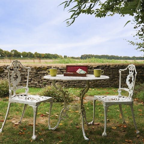 Take in the views over the beautiful countryside with a cup of tea