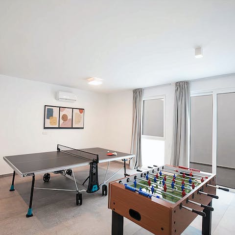 Hang out in the games room, playing table football and ping pong