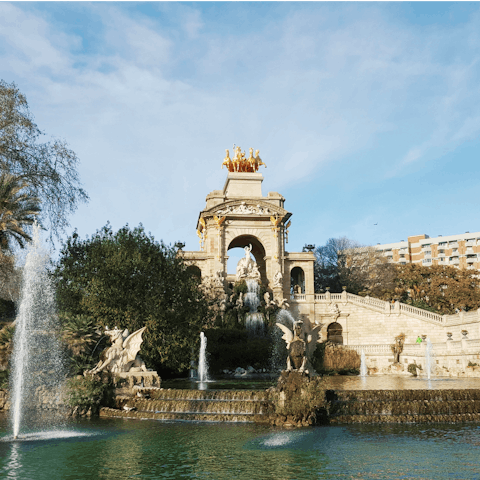 Admire the beautiful Ciutadella Park – an eight-minute walk away
