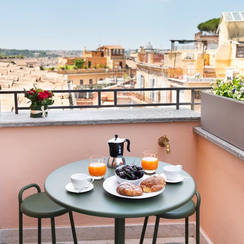 Enjoy breakfast with a view on the private terrace