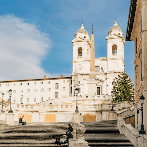 Start your sightseeing at the Spanish Steps, a short walk away