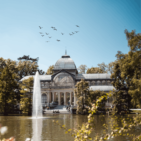 Stroll to Madrid's most famous park, El Retiro, in twenty-two minutes