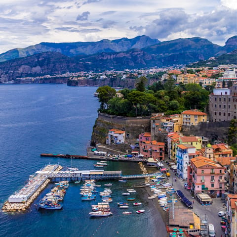 Explore the bustling marinas and cafe-lined squares of Sorrento