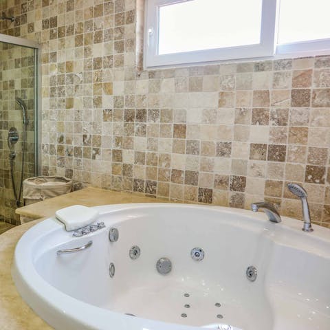 Treat yourself to a long soak in the Jacuzzi bath