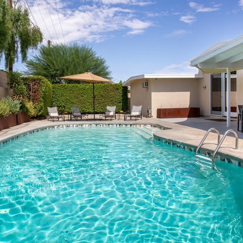 Take a refreshing dip in the saltwater pool