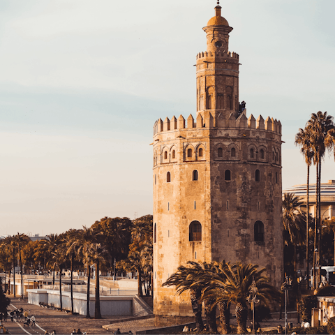 Stroll over to the waterside Torre del Oro in only a quarter of an hour
