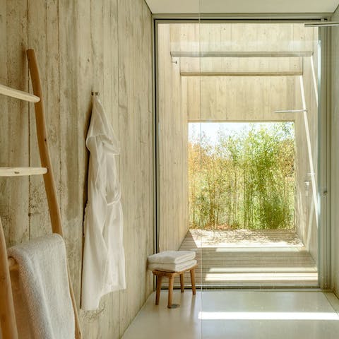 Maximise your morning routine in the indoor-outdoor shower