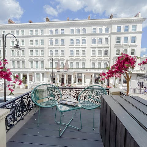Sip your morning coffee on the quaint private balcony