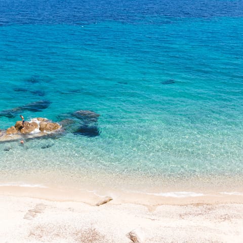 Explore the beaches of Mykonos, Kalo Livadi is the closest (a four-minute drive)