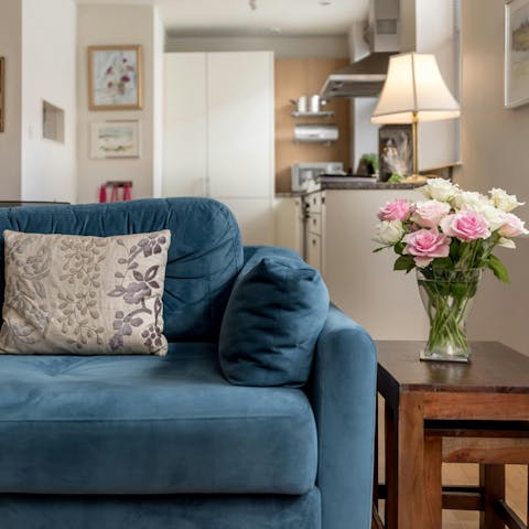 Rest weary feet in the cosy living area