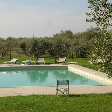 Dive into the communal pool to beat the heat