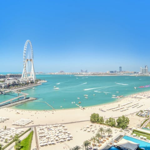 Stay in Dubai's glamorous JBR district, with access to the beach
