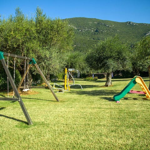 Let the children have fun in the outdoor play area 