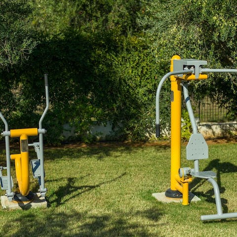 Have a good workout in the outdoor gym 