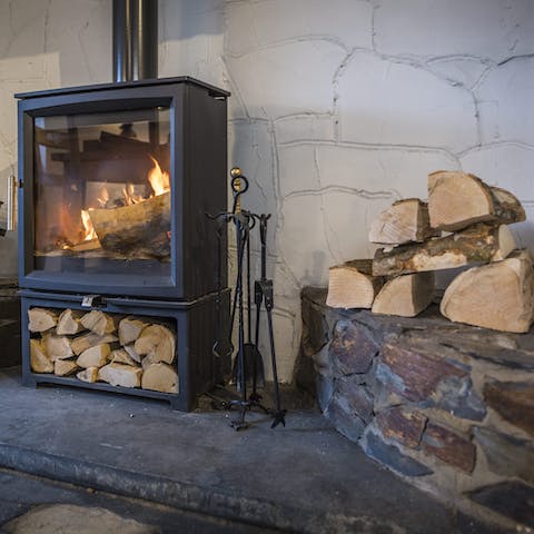Listen to the wood-burning stove crackle and pop as you sip a hot chocolate