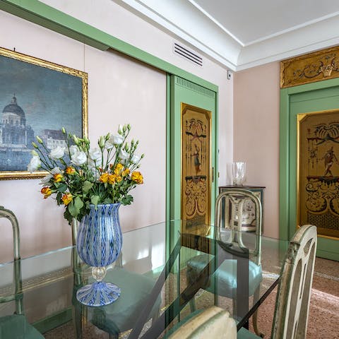 Tuck into some Italian culinary delights at the dining table