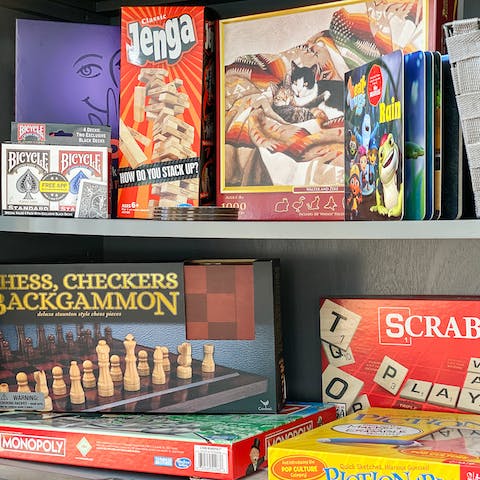 Enjoy a night of board games and nibbles on the cosy mezzanine level