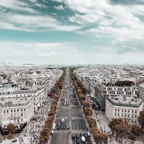 Spend a morning shopping along the leafy Champs-Élysées, a twenty-minute stroll from your building