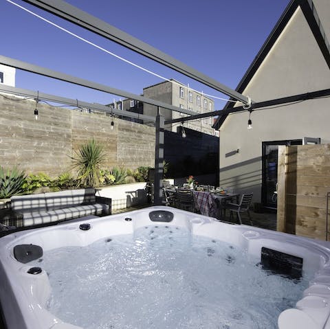 Bubble the night away in the private hot tub