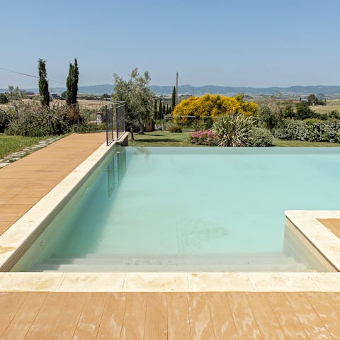 Take a dip in the beautiful private pool with your eyes fixed on the view