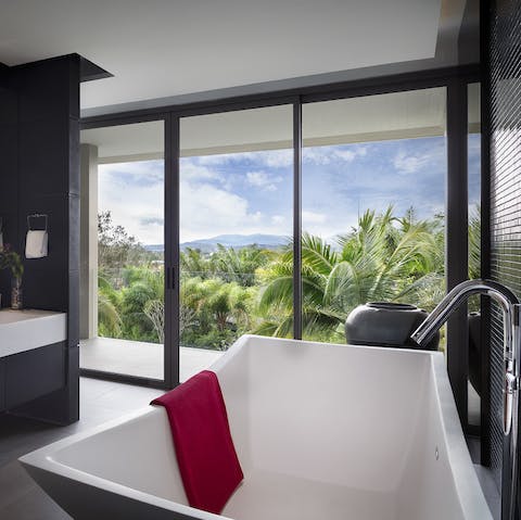Unwind in the bath tub after a day of excursions in Phuket 