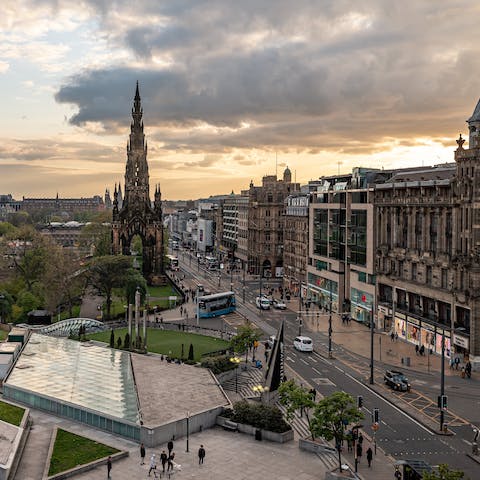 Stock up the wardrobe with some shopping on George Street and Princes Street – both are a one-minute walk away 